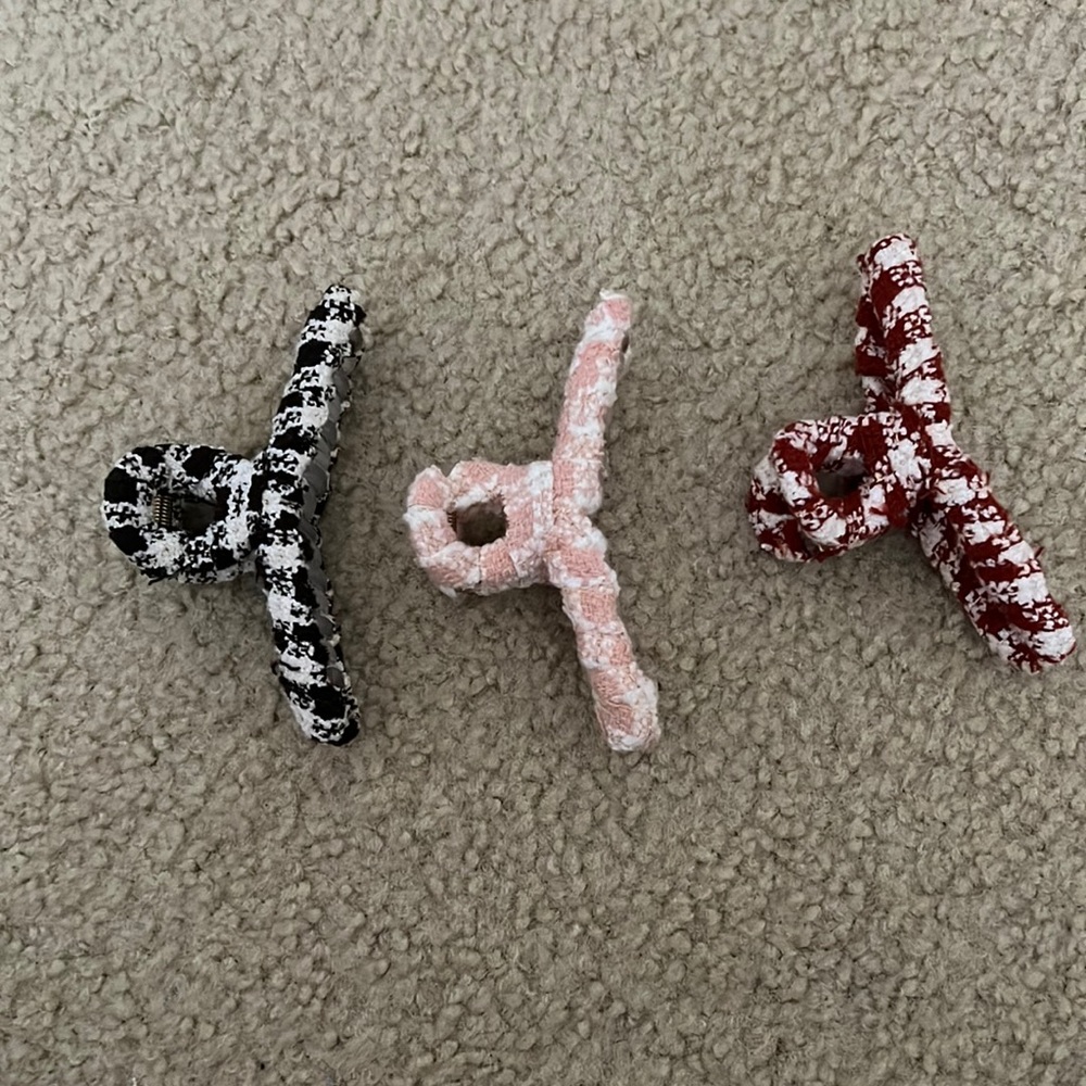 Houndstooth claw hair pin sets of 3